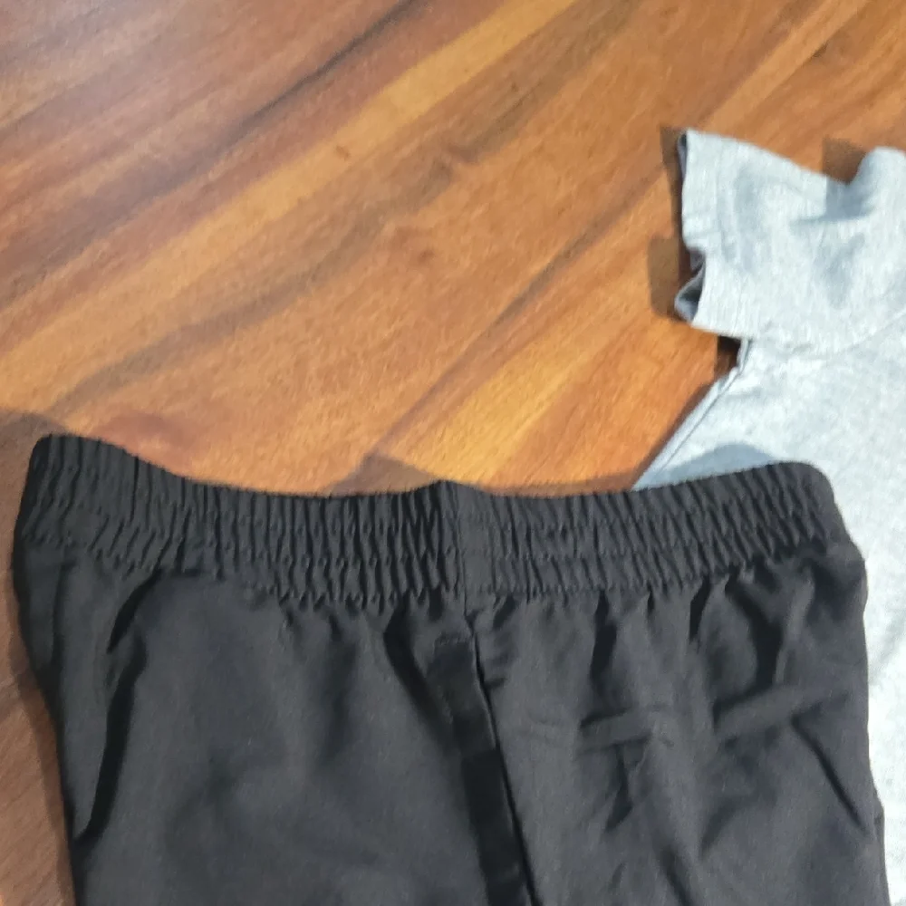 Nike Gray Logo T-Shirt with Black Athletic Shorts - Picture 3 of 9